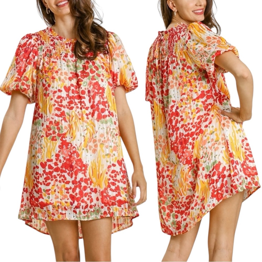 NWT UMGEE Shades of Red Mini Dress. Size Large